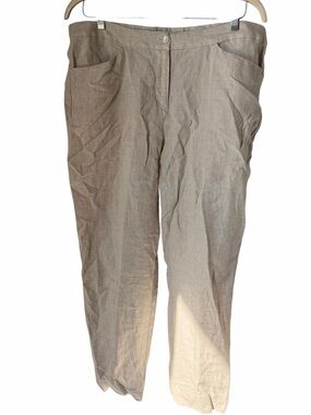 Chico’s Light Taupe 100% Linen Chino Pants Lightweight Summer Work Comfortable